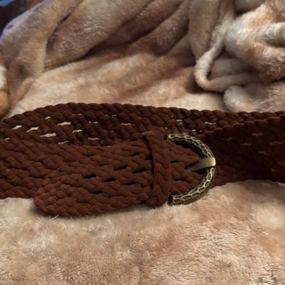 Brown Braided Waist Belt with Decorative Buckle - Women Accessories 40”